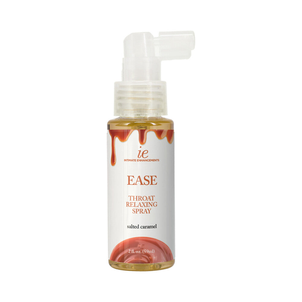 Ease Throat Relaxing Spray Salted Caramel 2 Oz bottle for smoother oral pleasure.