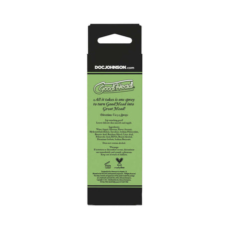 GoodHead Juicy Head Cocktails Dry Mouth Spray Mojito 2 Oz packaging back view with product details and instructions.