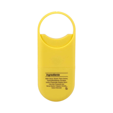 GoodHead Juicy Head Cocktails Dry Mouth Spray To-Go Lemon Drop ingredients list on yellow packaging.