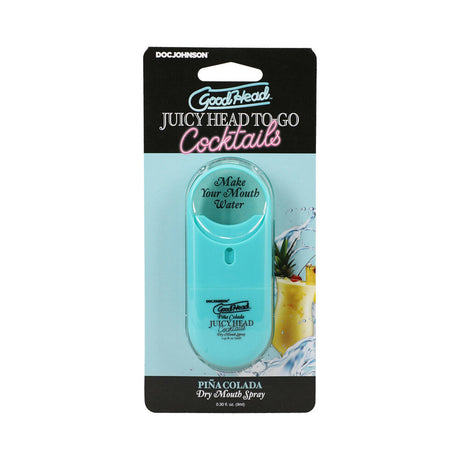 GoodHead Juicy Head Cocktails Dry Mouth Spray To-Go Piña Colada packaging with tropical design and spray bottle.