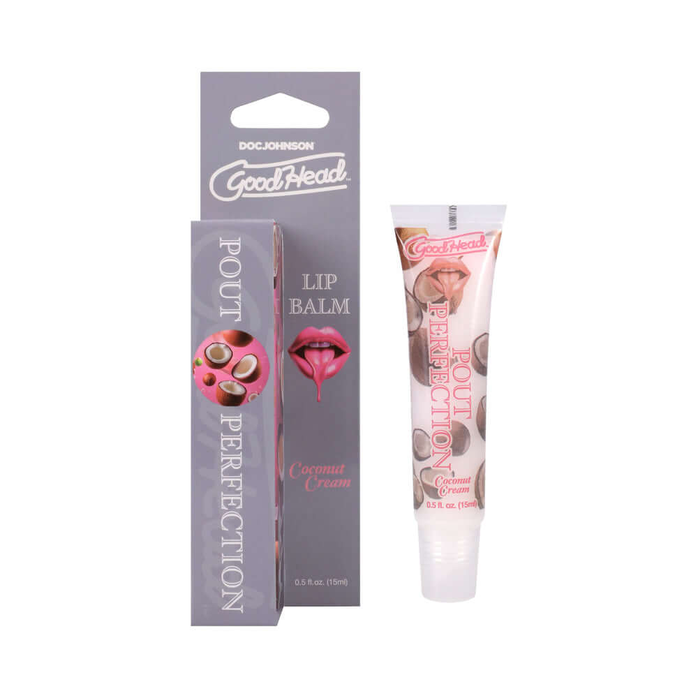 GoodHead Pout Perfection Lip Balm Coconut Cream packaging and tube image with coconut cream flavor.