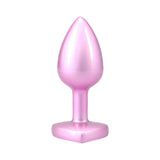 Booty Bling Heart Diamond Jeweled Metal Plug Pink Small with a shiny pink finish and elegant design.