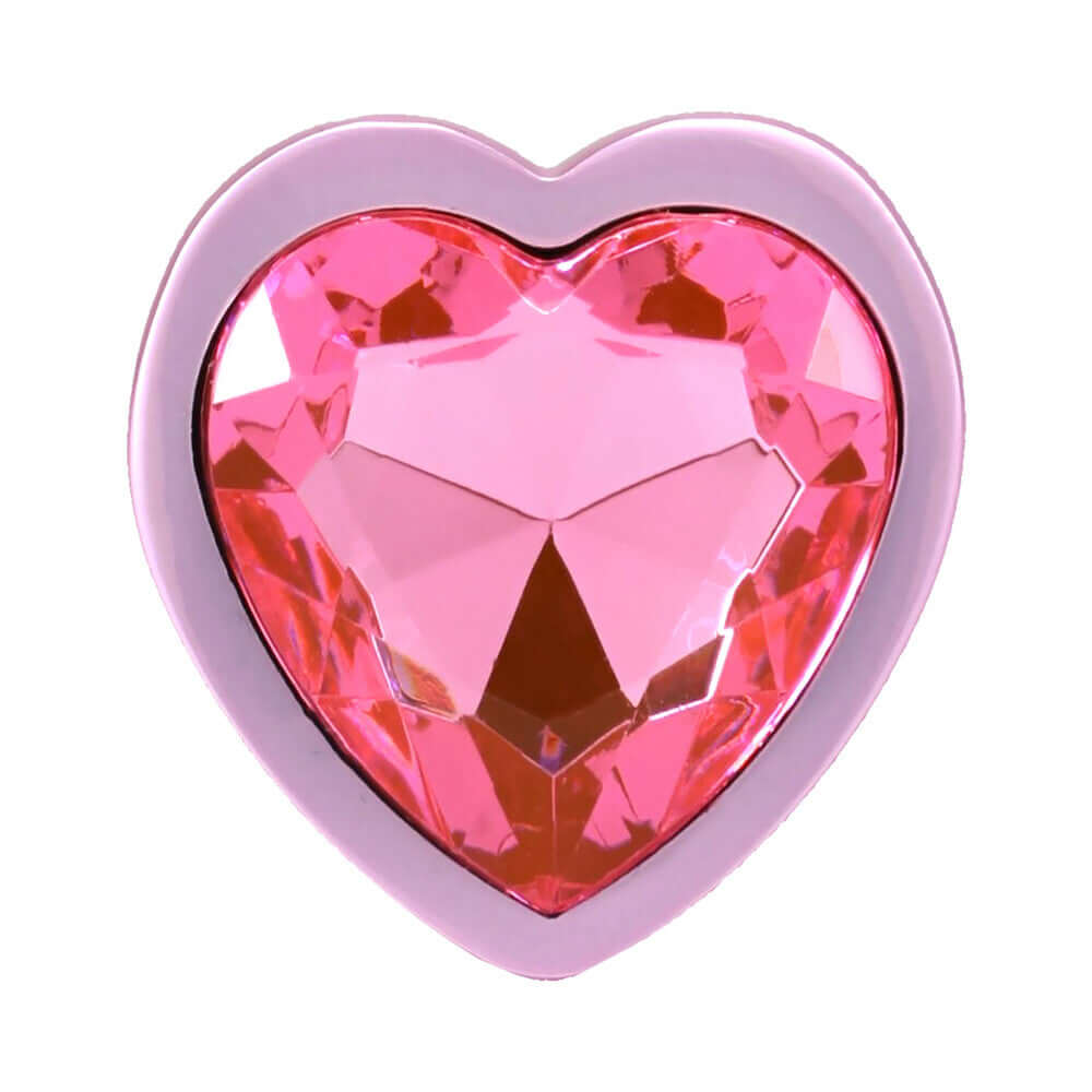 Booty Bling Heart Diamond Jeweled Metal Plug Pink Small with a dazzling pink heart-shaped jewel.