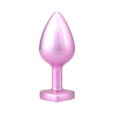 Booty Bling Heart Diamond Jeweled Metal Plug Pink Medium with polished finish and heart-shaped design.