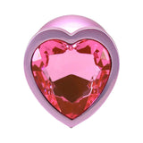 Booty Bling Heart Diamond Jeweled Metal Plug Pink Medium with sparkling pink heart jewel design.