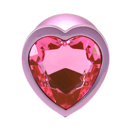 Booty Bling Heart Diamond Jeweled Metal Plug Pink Medium with sparkling pink heart jewel design.