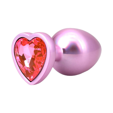Booty Bling Heart Diamond Jeweled Metal Plug Pink Large with a sparkling pink heart jewel base.