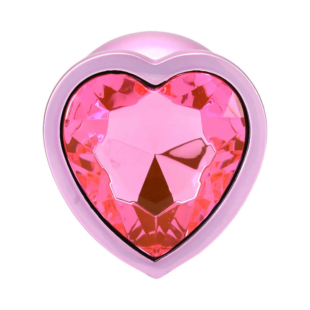 Booty Bling Heart Diamond Jeweled Metal Plug Pink Large with a dazzling heart-shaped pink jewel design.