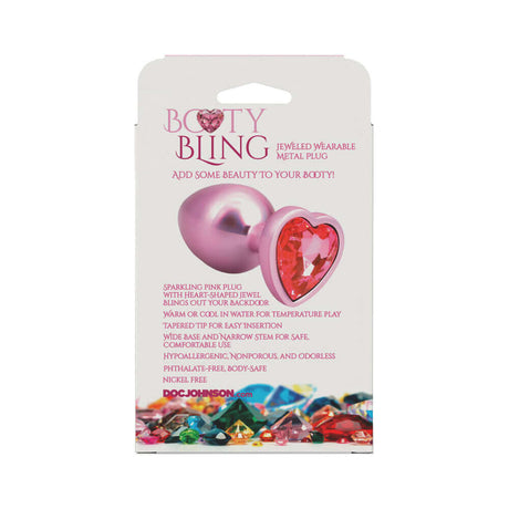 Booty Bling Heart Diamond Jeweled Metal Plug Pink Large packaging showcasing its elegant design and features.