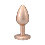 Booty Bling Heart Diamond Jeweled Metal Plug Gold Small, elegant heart-shaped jewel base, visually appealing compact design.