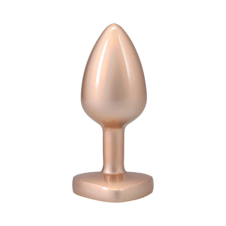 Booty Bling Heart Diamond Jeweled Metal Plug Gold Small, elegant heart-shaped jewel base, visually appealing compact design.
