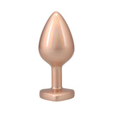 Booty Bling Heart Diamond Jeweled Metal Plug Gold Medium with a smooth metallic design and elegant shape.