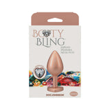 Booty Bling Heart Diamond Jeweled Metal Plug Gold Medium packaging image with elegant jewel tones.
