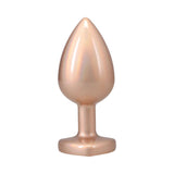 Booty Bling Heart Diamond Jeweled Metal Plug Gold Large, shiny metal plug with elegant design and smooth finish.