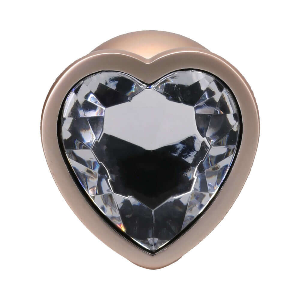 Booty Bling Heart Diamond Jeweled Metal Plug Gold Large featuring a stunning heart-shaped jewel design.
