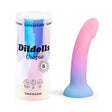 Love To Love Dildolls Utopia Small Silicone Dildo in gradient colors with packaging, perfect for beginners.