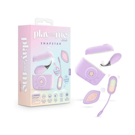 Play With Me Snapstar Vibrator Set with Remote Purple packaging and contents displayed.