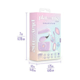 Play With Me Snapstar Vibrator Set with Remote Purple packaging featuring dimensions and product details.