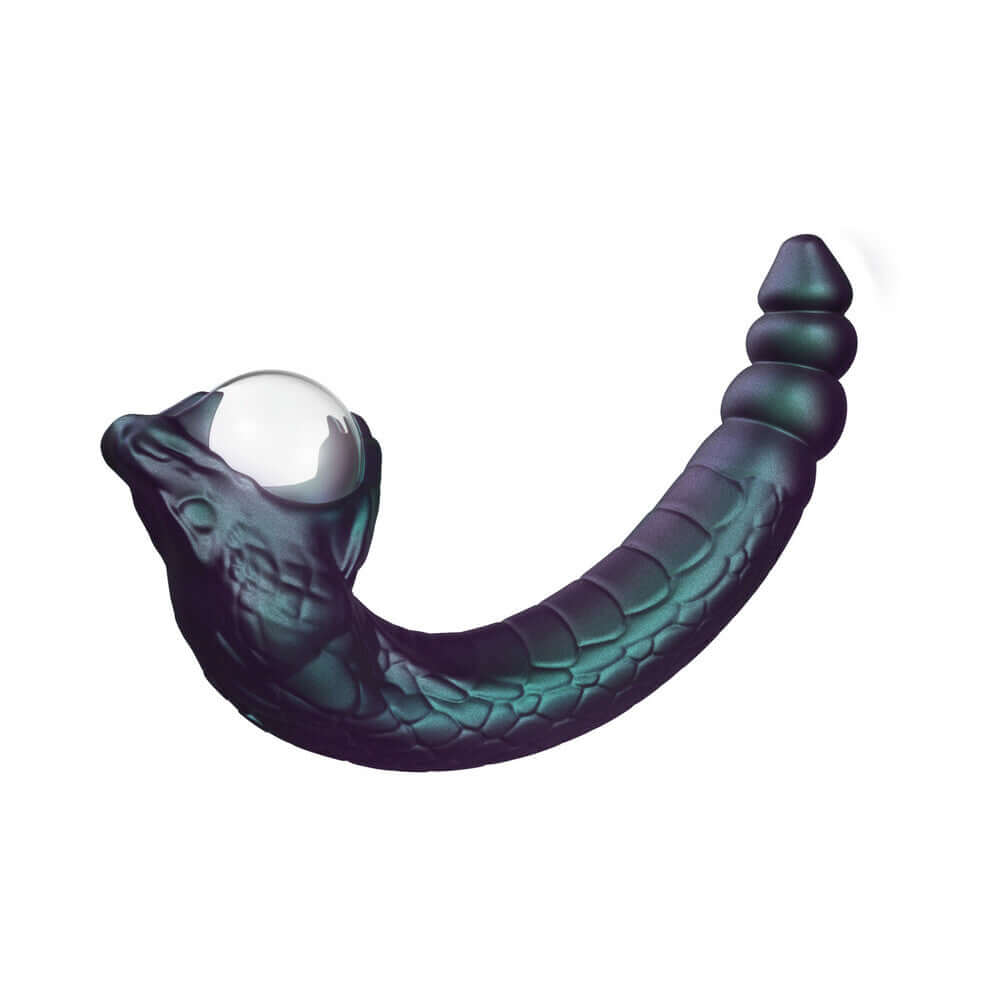 Temptasia Rattle Snake Vibrator Dark Millenia Purple in a sleek design with an enticing plasma-globe core.