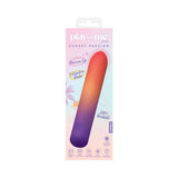 Play With Me Sunset Passion Rechargeable Vibrator packaging showcasing its design, features, and vibrant colors.