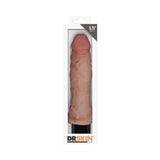 Dr Skin Silicone Dr Webber Vibrating Dildo in packaging, showcasing its realistic design and texture.