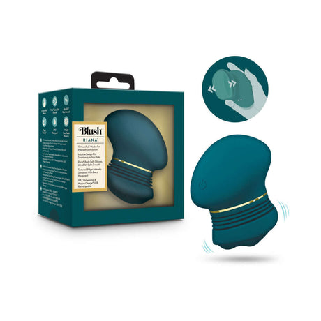 Blush Collection Riana Dark Teal clitoral stimulator in packaging showcasing AutoRub technology for precise stimulation.