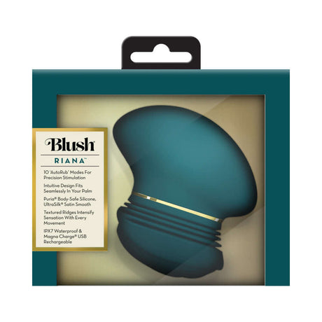 Blush Collection Riana Dark Teal clitoral stimulator packaging with AutoRub technology for precision stimulation.