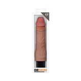 Dr Skin Silicone Dr Hunt Vibrating Dildo in packaging, highlighting its size and realistic design.