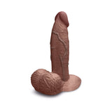 b-Vibe Slipskin Realistic Silicone Dildo 6 inch Girthy Brown with detailed texture and lifelike appearance.