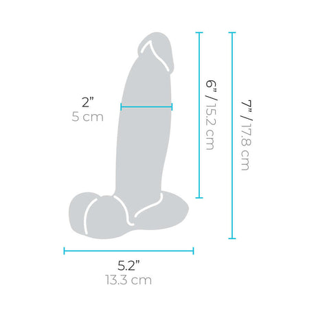 b-Vibe Slipskin Realistic Silicone Dildo 7 inch Girthy Cream dimensions with measurements and size details