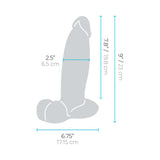 b-Vibe Slipskin Realistic Silicone Dildo 9 inch Girthy Cream dimensions illustration showing sizes