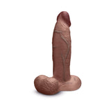 b-Vibe Slipskin Realistic Silicone Dildo 9 inch Girthy Brown side view showcasing detailed texture and lifelike design.