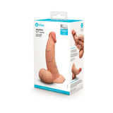 b-Vibe Slipskin Realistic Silicone Dildo 6.5 inch Curved Mocha packaging showcasing its lifelike design and features.