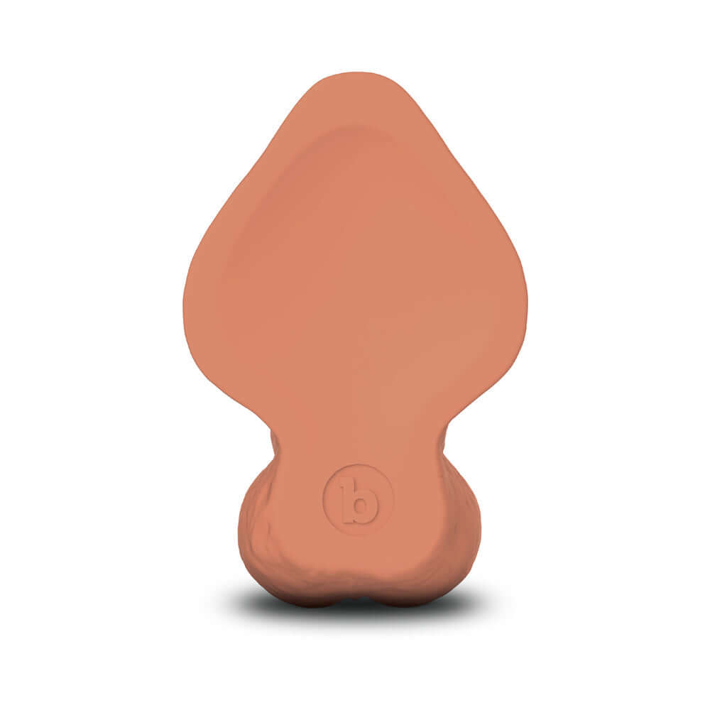 b-Vibe Slipskin Realistic Silicone Dildo 6.5 inch Curved Mocha side view of the silicone material