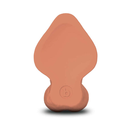 b-Vibe Slipskin Realistic Silicone Dildo 6.5 inch Curved Mocha side view of the silicone material