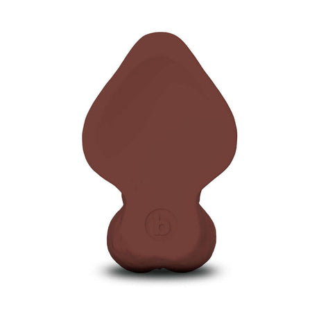 b-Vibe Slipskin Realistic Silicone Dildo 6.5 inch Curved Brown from the bottom view, showcasing its lifelike design.