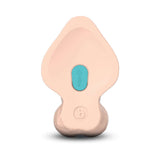 b-Vibe Slipskin Realistic Silicone Dildo 10 inch Curved Cream showing the textured base and control button.