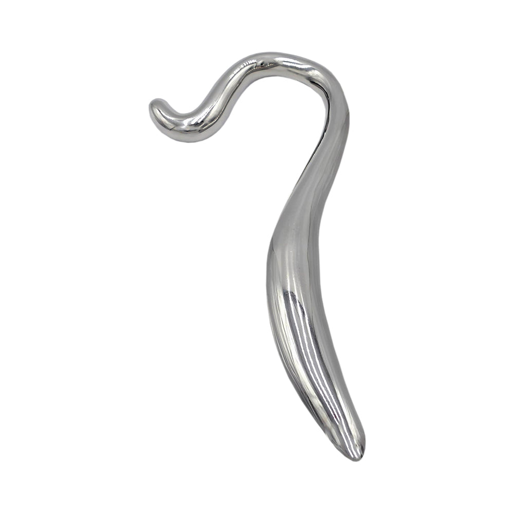 Rouge Stainless Steel Hollow Curved Wand In Case on a white background, showcasing its sleek design and smooth finish.