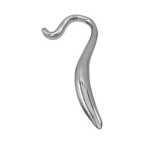 Rouge Stainless Steel Hollow Curved Wand In Case on a white background, showcasing its sleek design and smooth finish.