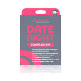 Dynamo Wellness Date Night Intimacy Kit including a mini massager, vibrating ring, condoms, wipes, and lube foils.