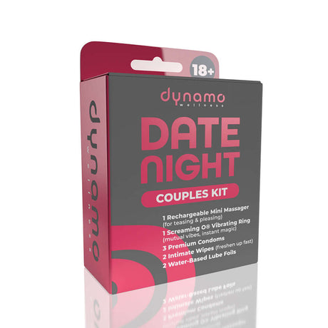 Dynamo Wellness Date Night Intimacy Kit packaging featuring a couples kit with essential items for romance.
