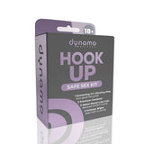 Dynamo Wellness Hook Up Intimacy Kit packaging featuring safe sex essentials for enjoyable connections.
