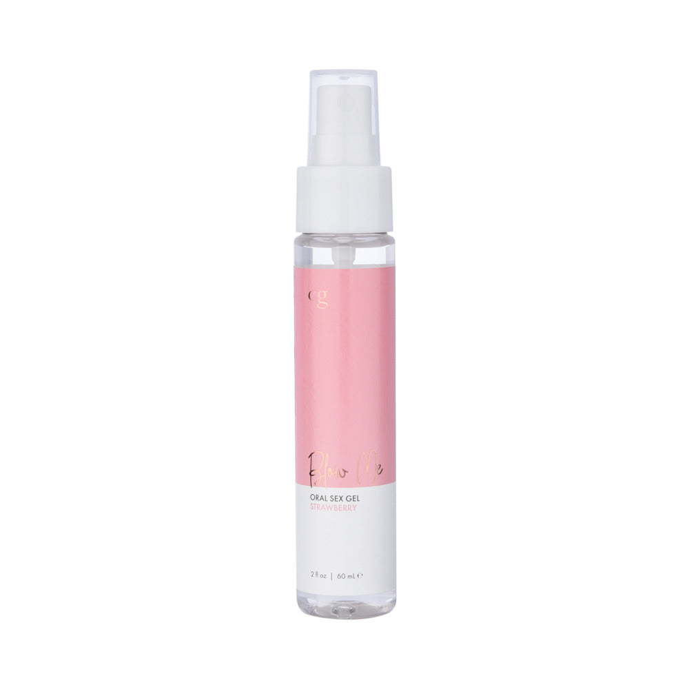 CG Blow Me Oral Sex Gel Strawberry 2 Oz bottle, a kissable water-based gel for oral pleasure.