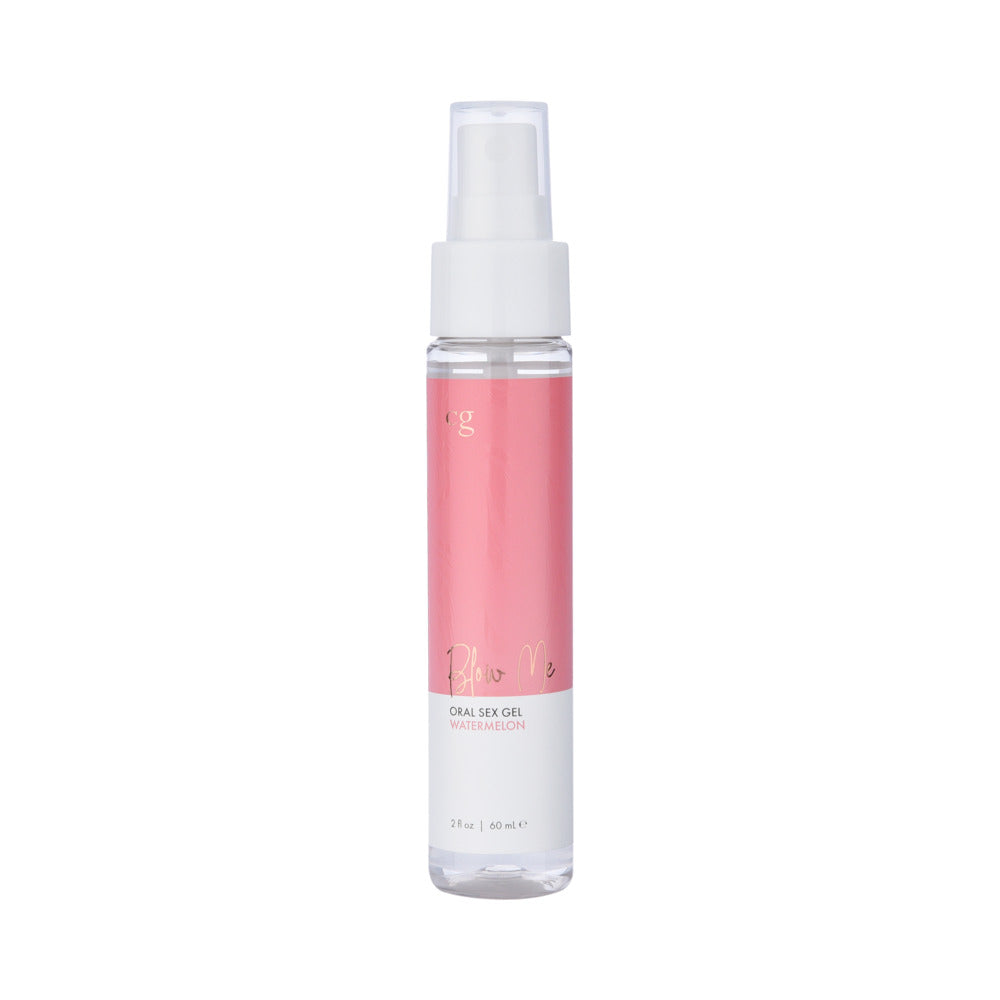 CG Blow Me Oral Sex Gel Watermelon 2 Oz product in a sleek spray bottle with a pink label.