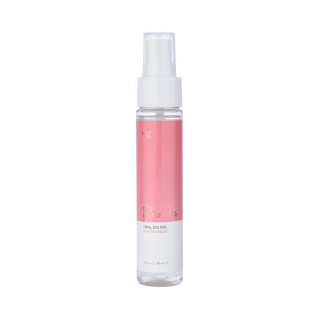 CG Blow Me Oral Sex Gel Watermelon 2 Oz product in a sleek spray bottle with a pink label.