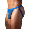 Male Power Fishnet 2.0 Jock Royal S M in blue, showcasing a supportive pouch and breathable material.
