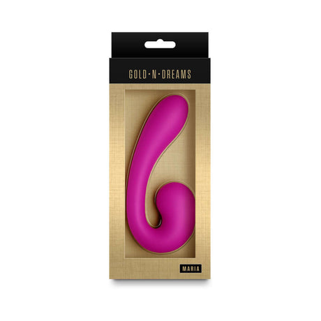Gold-n-Dreams Maria Morganite Vibrator in elegant packaging, showcasing its stylish design and flexible shape.