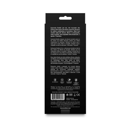 Back packaging of the Gold-n-Dreams Maria Morganite Vibrator showcasing product details and features.