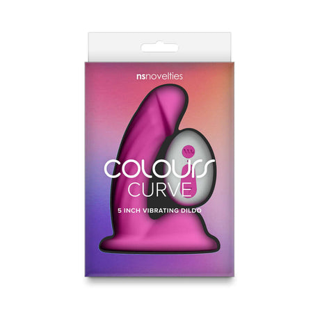 Colours Curve Vibrating 5 inch Dildo Pink packaging showing ergonomic design and powerful remote control.