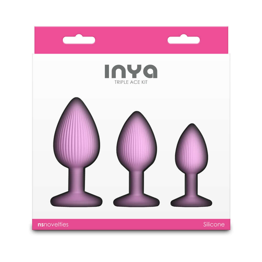 INYA Triple Ace Plug Kit Blush features three silicone anal plugs in varying sizes for enhanced pleasure.